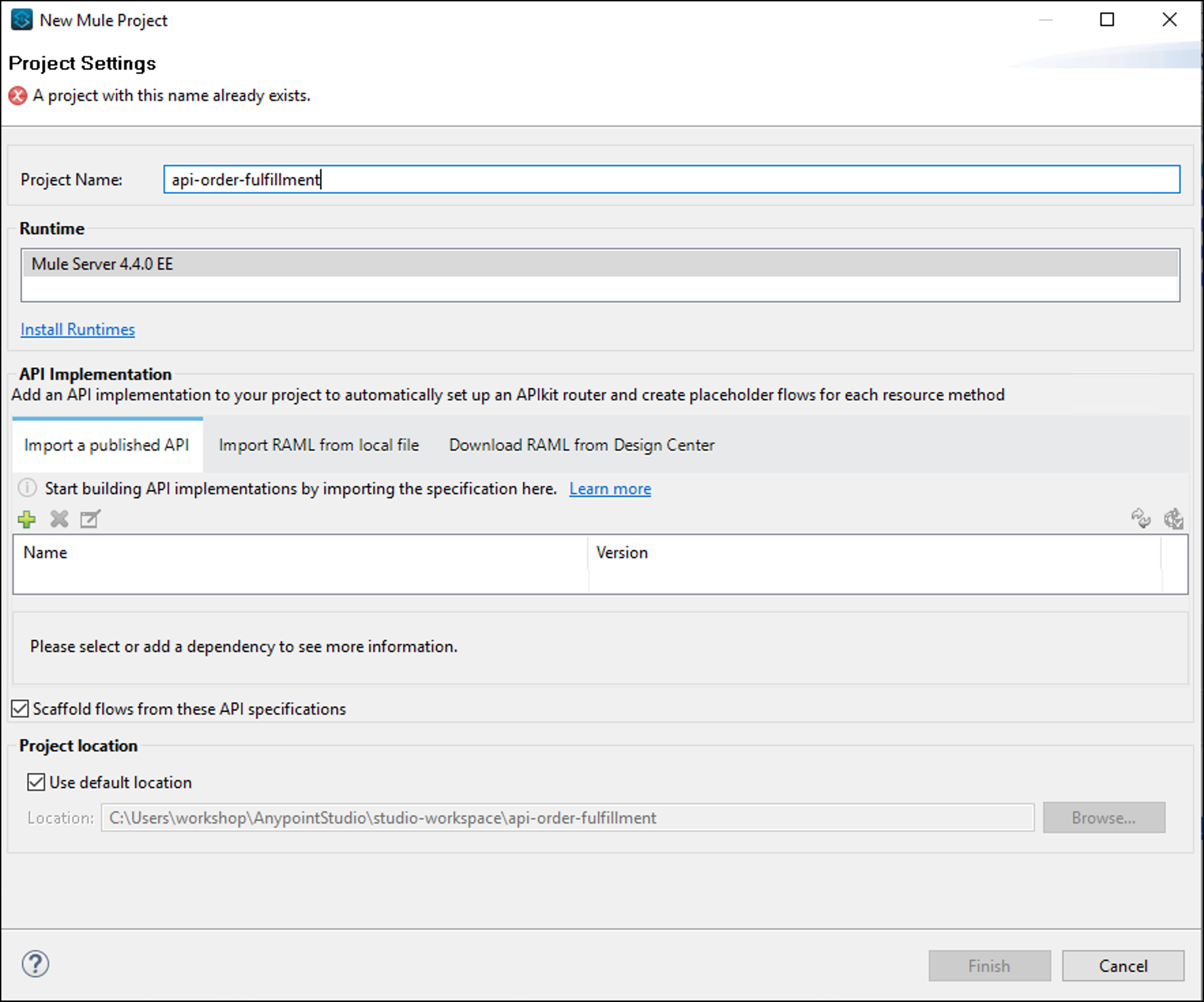 module10 lab1 new mule api project