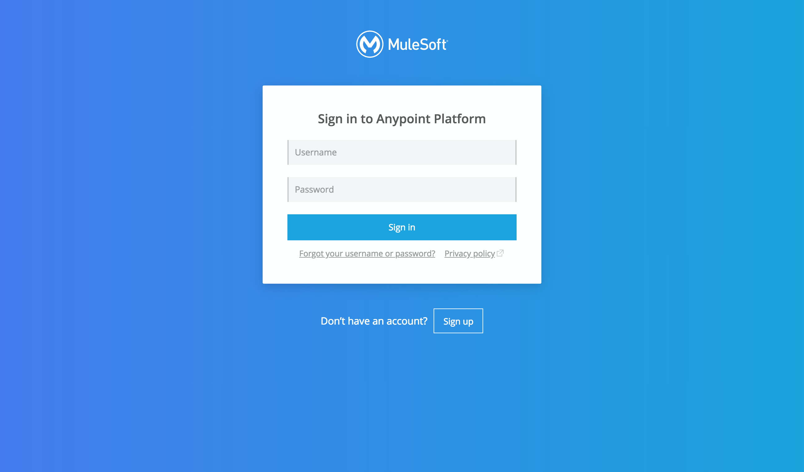 Login screen