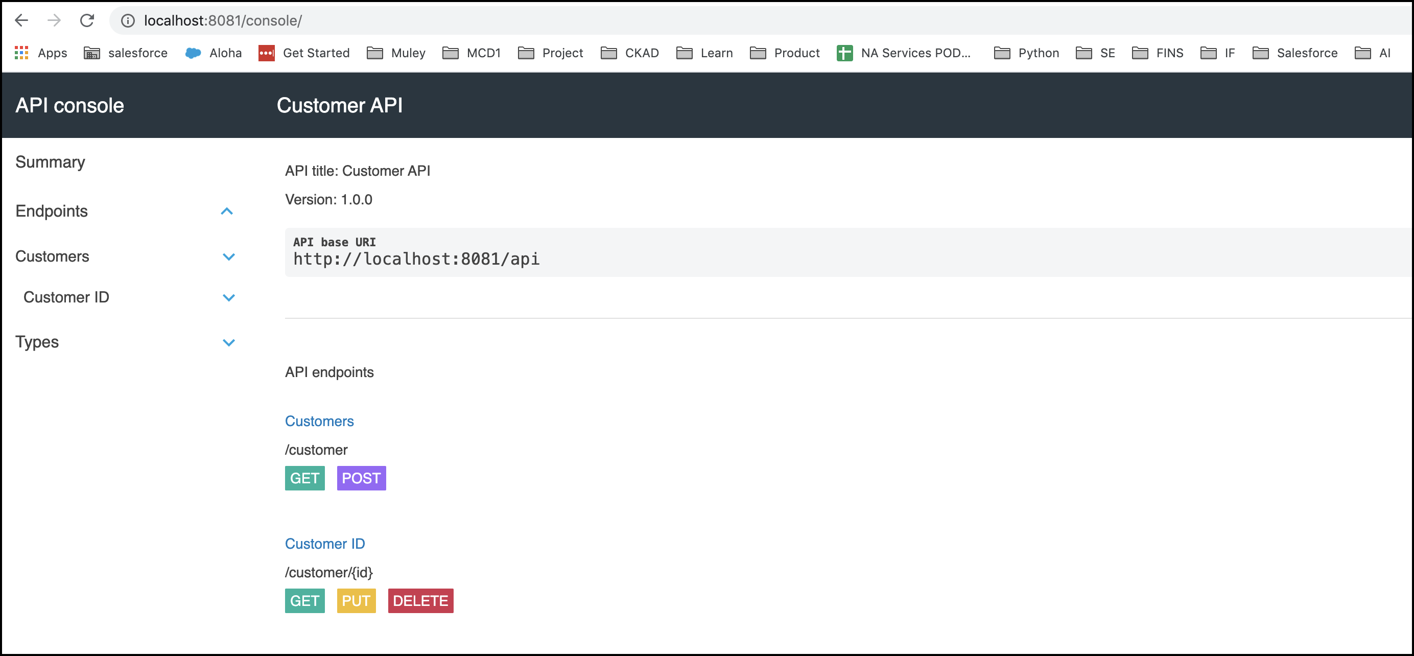 module3 lab1 api console browser