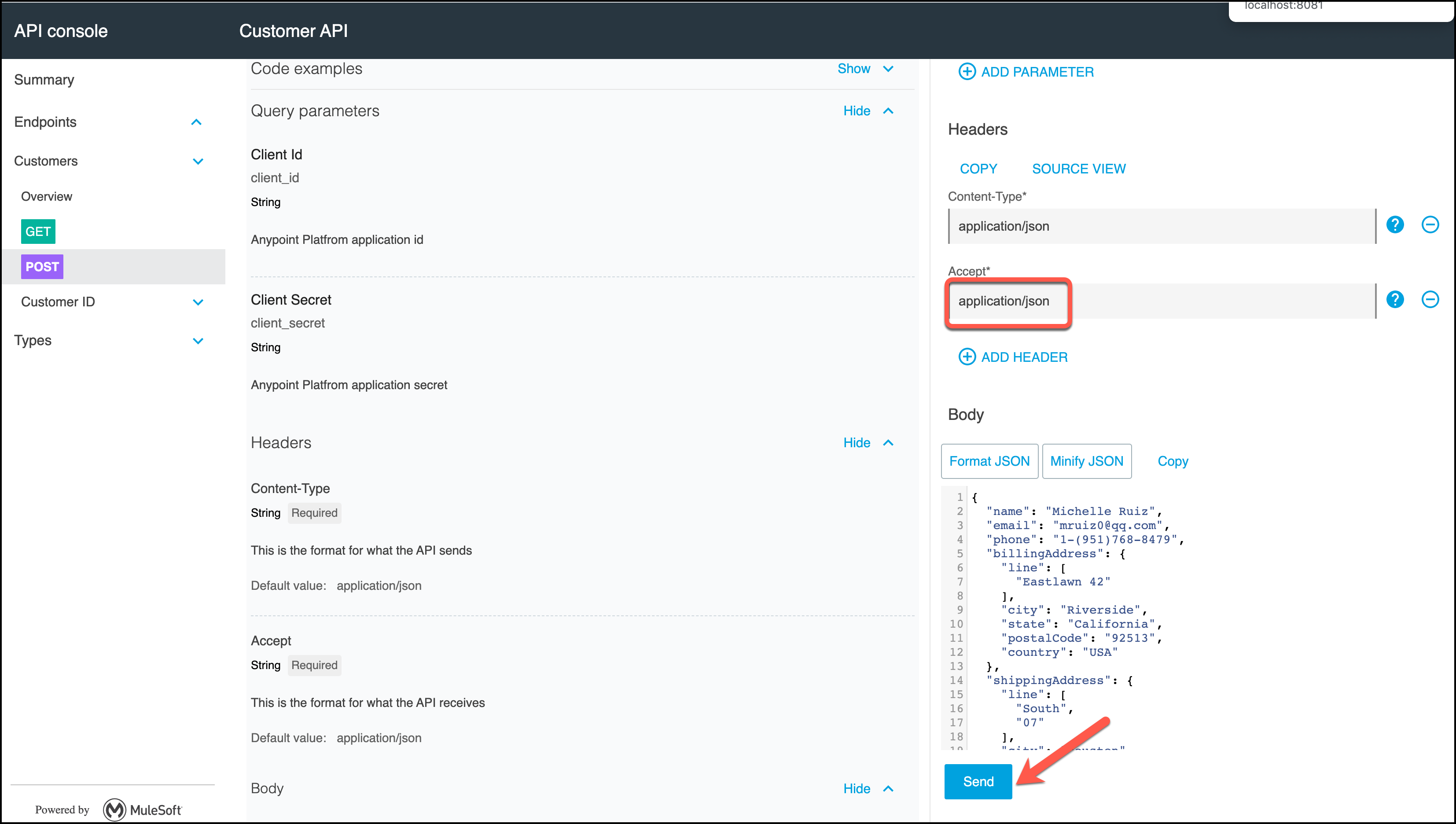 module3 lab1 api console send