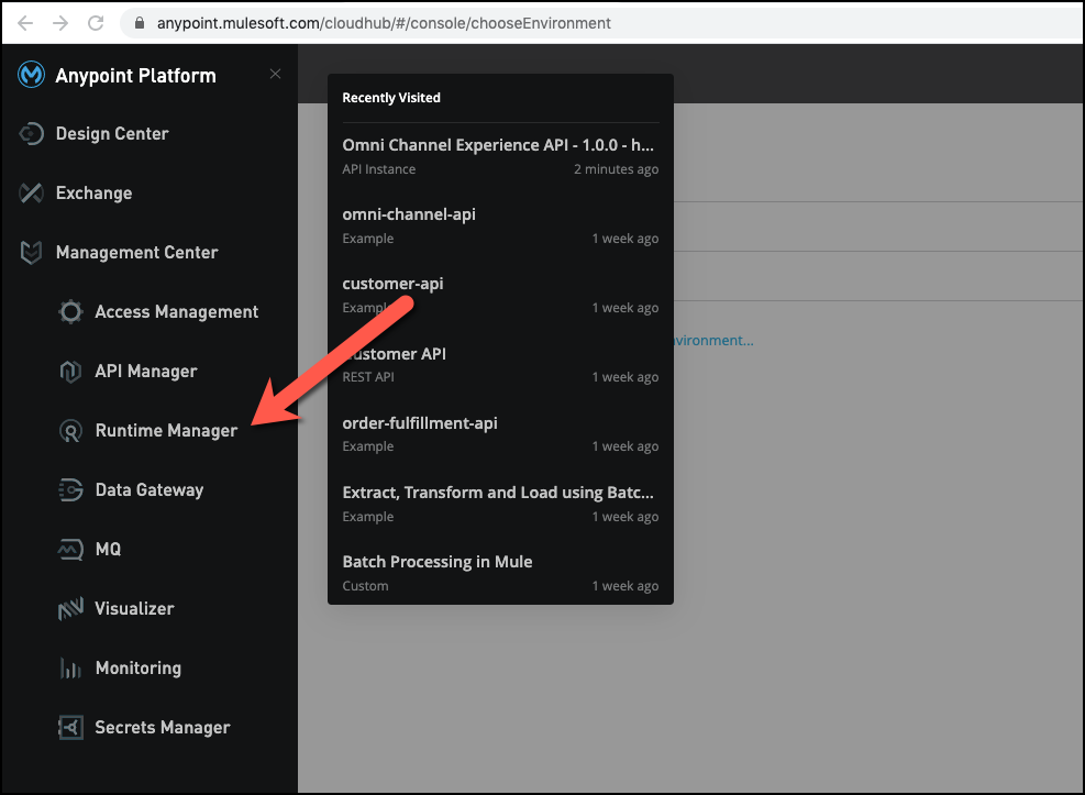 module5 lab2 select runtime manager