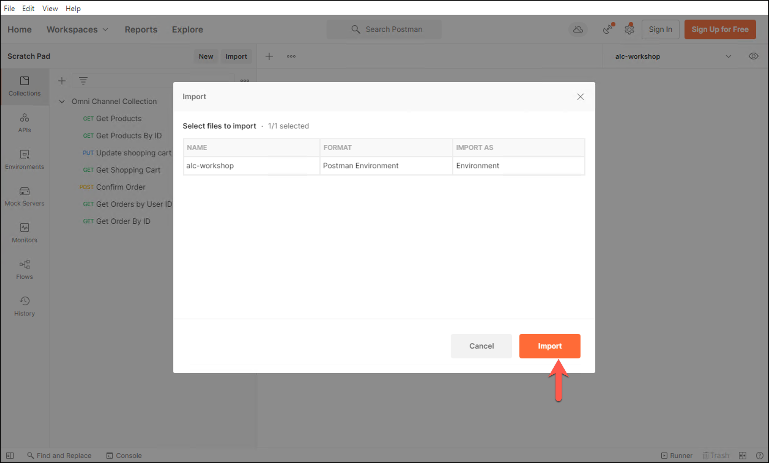 module6 lab1 postman import env