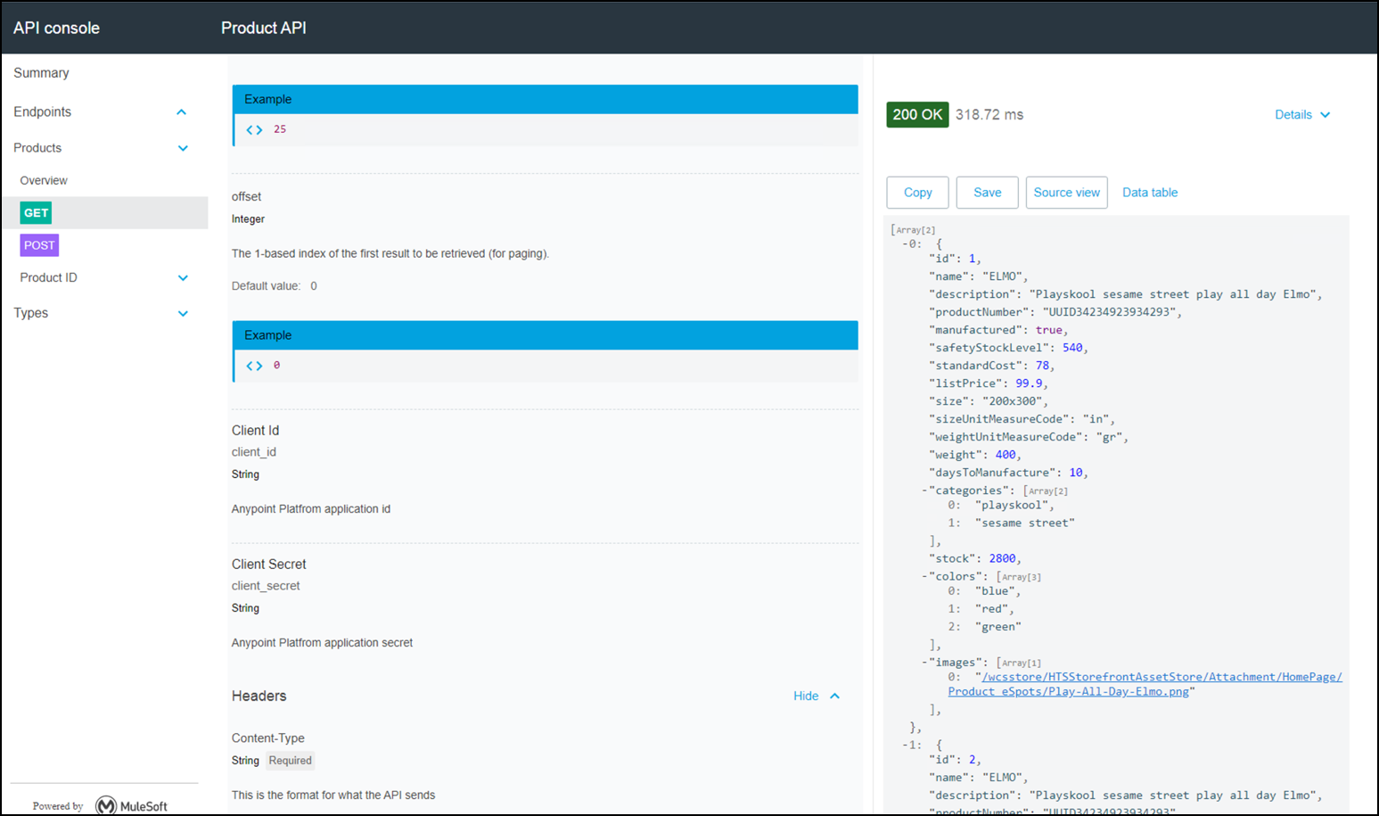 module8 lab1 api console 200