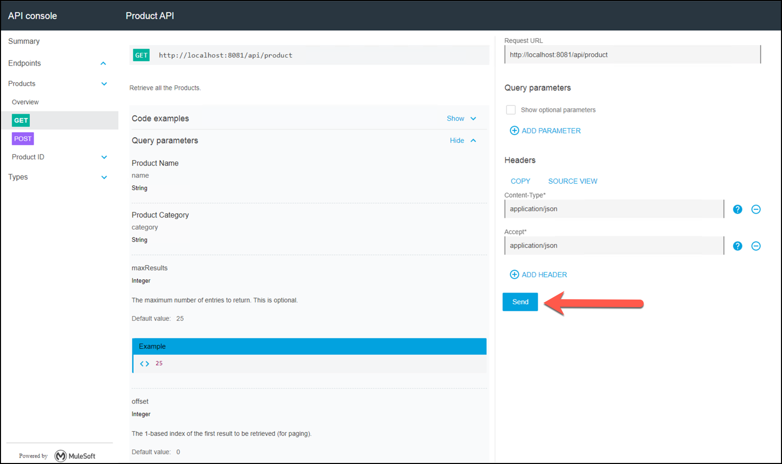 module8 lab1 api console send
