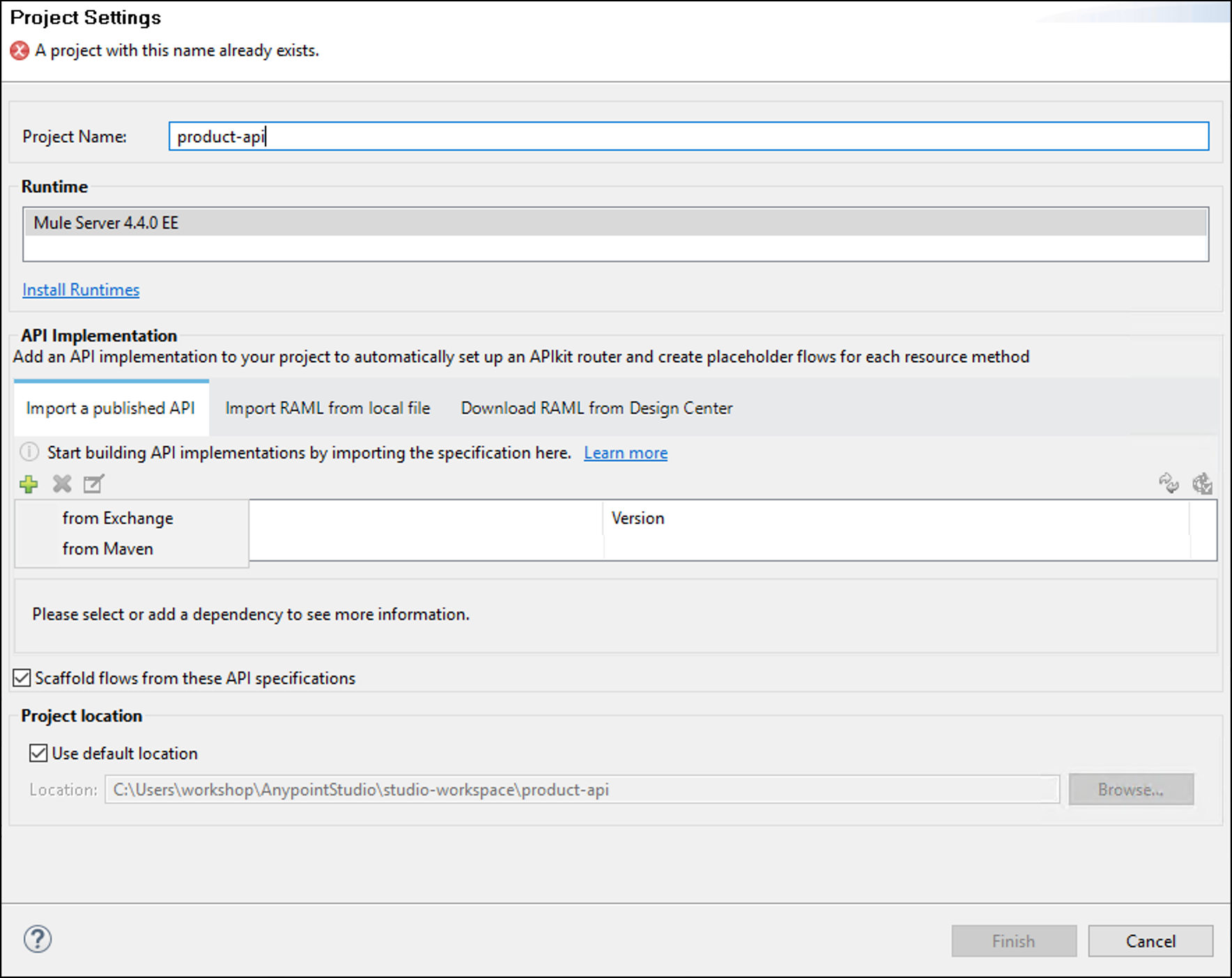 module8 lab1 new mule api project