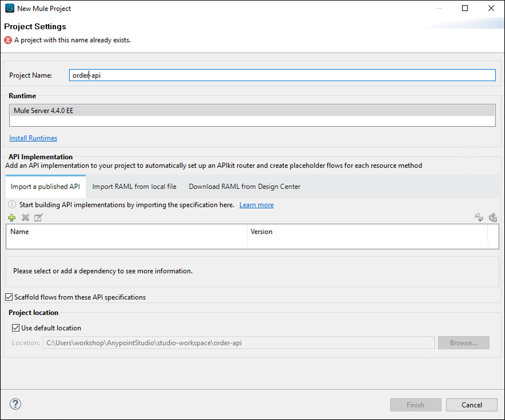 module9 lab1 new mule api project